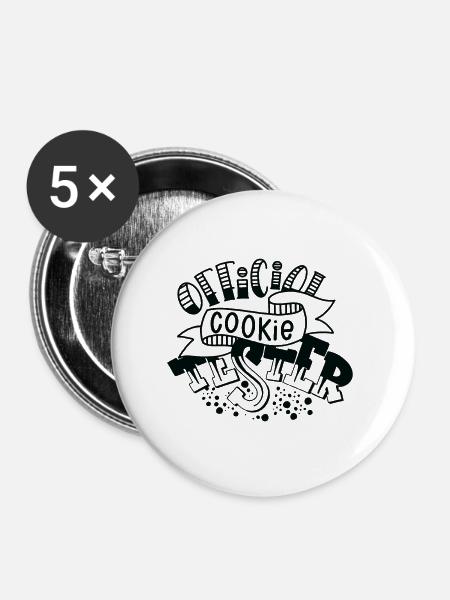 Offizieller Cookie-Tester - Buttons groß 56 mm (5er Pack) - Weiß