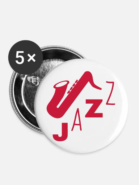 Jazz - Music - Blues - Funk - Jazzman - Groove - Buttons groß 56 mm (5er Pack) - Weiß