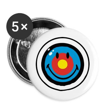 Smiley Target - Lot de 5 grands badges (56 mm) - blanc - Devant