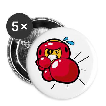 Smiley Boxing - Buttons groß 56 mm (5er Pack) - Weiß - Vorne