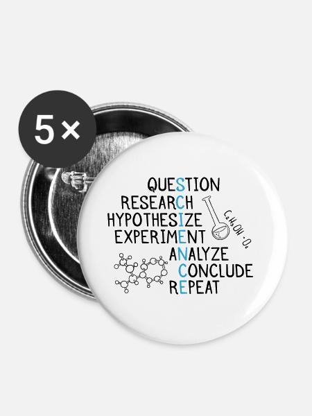 Science Geschenk - Buttons groß 56 mm (5er Pack) - Weiß
