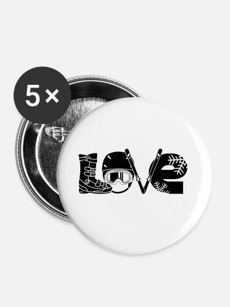 Ski Rider T-Shirts | Apre ski ski area gifts - Buttons large 2.2''/56 mm (5-pack) - white