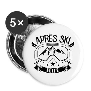 Apre Ski | Snowboard Snowboarder Ski Geschenkideen - Buttons groß 56 mm (5er Pack) - Weiß - Vorne