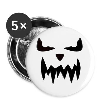 Halloween Grusel Gesicht - Buttons groß 56 mm (5er Pack) - Weiß - Vorne