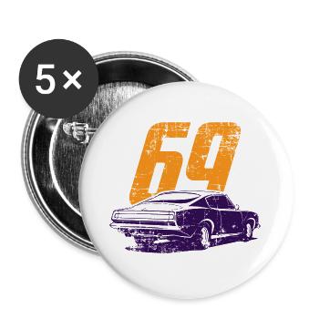 Rétro Vintage Car Voiture 1969 Cadeau - Lot de 5 grands badges (56 mm) - blanc - Devant