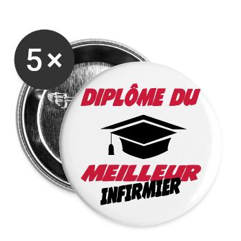 Diplôme du meilleur infirmier - Buttons groß 56 mm (5er Pack) - Weiß - Vorne