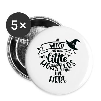 Witch witch hat Halloween costume gift - Buttons large 2.2''/56 mm (5-pack) - white - Front
