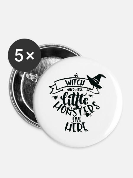 Witch witch hat Halloween costume gift - Buttons large 2.2''/56 mm (5-pack) - white
