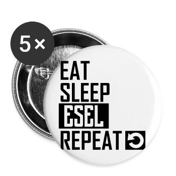 eat sleep esel repeat - Buttons groß 56 mm (5er Pack) - Weiß - Vorne