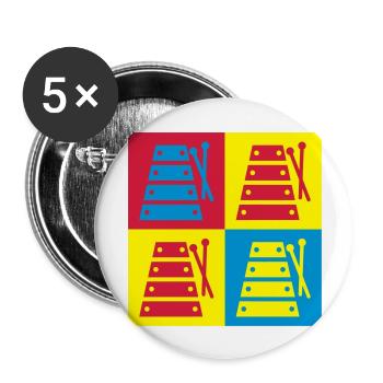 xylophone xylophoniste Musique Musicien Concert - Lot de 5 grands badges (56 mm) - blanc - Devant