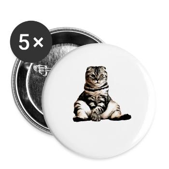 Katzen, sitting cat, Katze - Buttons groß 56 mm (5er Pack) - Weiß - Vorne