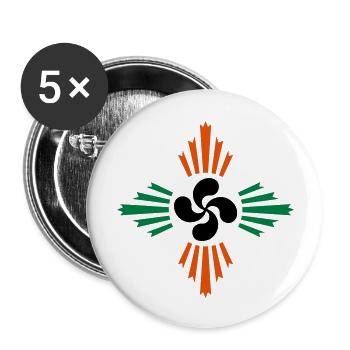 croix basque - lauburu 52 - Lot de 5 grands badges (56 mm) - blanc - Devant