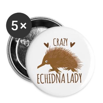 Crazy echidna lady - Buttons large 2.2''/56 mm (5-pack) - white - Front