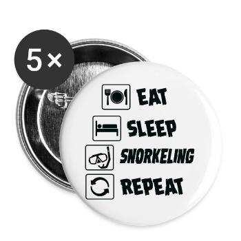Tauchen – Shirt Eat Sleep Repeat Geschenk - Buttons groß 56 mm (5er Pack) - Weiß - Vorne
