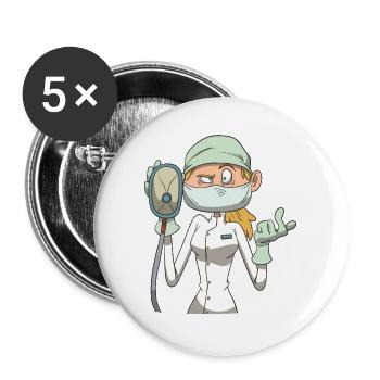 Krankenschwester Anästhesie Maske - Buttons groß 56 mm (5er Pack) - Weiß - Vorne