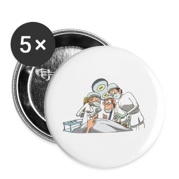 Krankenschwester Pfleger Operation Team Ärzte - Buttons groß 56 mm (5er Pack) - Weiß - Vorne