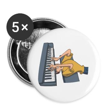 Piano Piano Musicien Pianiste d'en bas - Lot de 5 grands badges (56 mm) - blanc - Devant