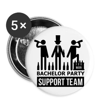 junggesellenabschied - Buttons groß 56 mm (5er Pack) - Weiß - Vorne
