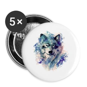 Wolf im Norden - Buttons groß 56 mm (5er Pack) - Weiß - Vorne