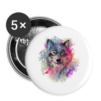 Wolf im Norden Colour version - Buttons groß 56 mm (5er Pack) - Weiß - Vorne