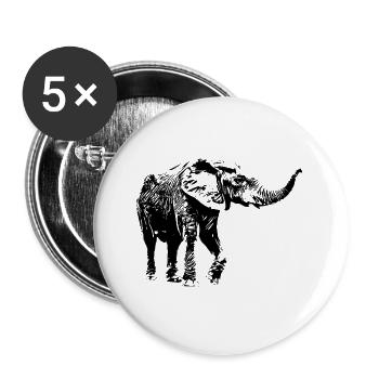 Elefant - Buttons groß 56 mm (5er Pack) - Weiß - Vorne