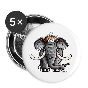 Der Elefant - Buttons groß 56 mm (5er Pack) - Weiß - Vorne