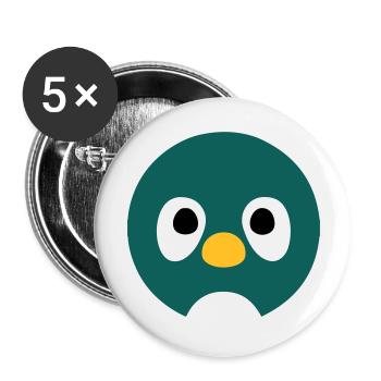 Cartoon Penguin Face - Buttons large 2.2''/56 mm (5-pack) - white - Front