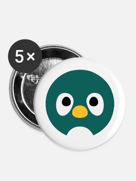 Cartoon Penguin Face - Buttons large 2.2''/56 mm (5-pack) - white