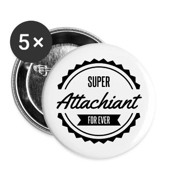 super attachiant anniversaire noël - Lot de 5 grands badges (56 mm) - blanc - Devant