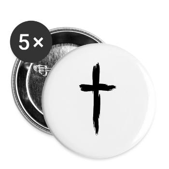 Cross Christianity Religion Black - Buttons large 2.2''/56 mm (5-pack) - white - Front