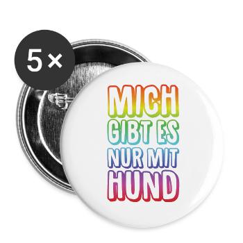 Hunde – Shirt Lieblingstier Vierbeiner Geschenk - Buttons groß 56 mm (5er Pack) - Weiß - Vorne