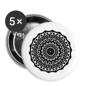 Mandala - Buttons groß 56 mm (5er Pack) - Weiß - Vorne