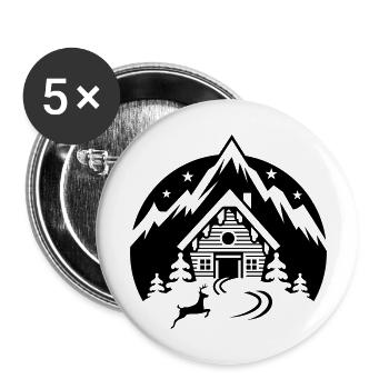 Ski T Shirt Skihütte - Buttons groß 56 mm (5er Pack) - Weiß - Vorne