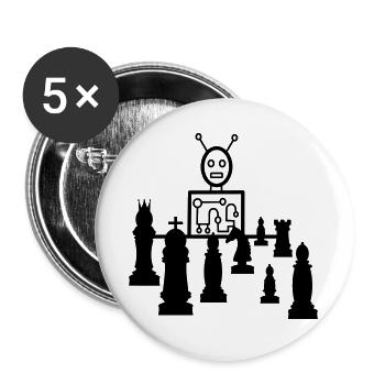 schach computer - Buttons groß 56 mm (5er Pack) - Weiß - Vorne