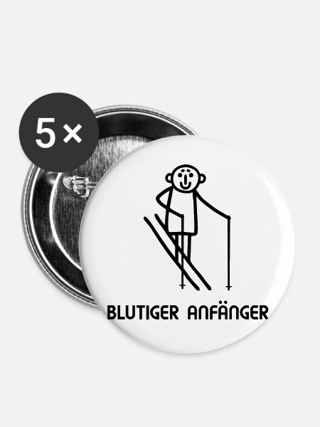 Skifahrer Anfänger - Buttons groß 56 mm (5er Pack) - Weiß