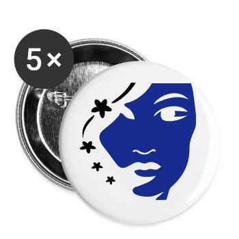 Girl's Face Face Woman's Face - Buttons large 2.2''/56 mm (5-pack) - white - Front