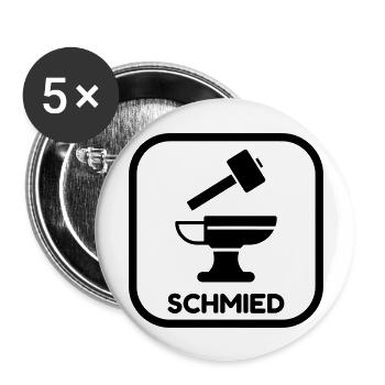 Schmied / Schmiede / Metall / Hammer - Buttons groß 56 mm (5er Pack) - Weiß - Vorne