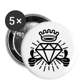 Pouce levé (diamant) - Lot de 5 grands badges (56 mm) - blanc - Devant
