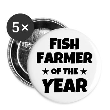 Fischzüchter / Fischzucht / Arbeit / Fisch - Buttons groß 56 mm (5er Pack) - Weiß - Vorne