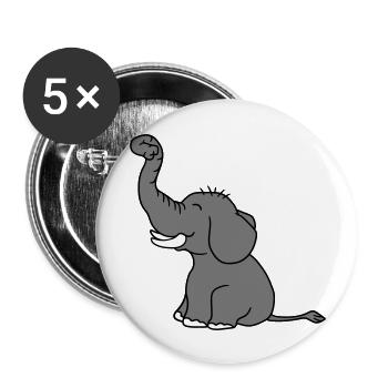 elefant gluecklich niedlich suess klein kind baby - Buttons groß 56 mm (5er Pack) - Weiß - Vorne