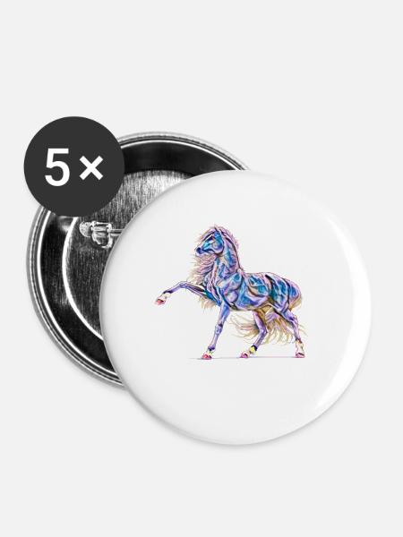 Pferd Hengst - Buttons groß 56 mm (5er Pack) - Weiß