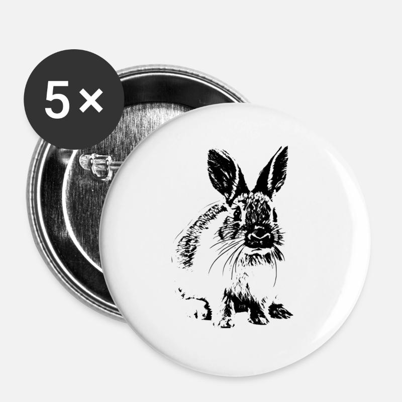 Rabbits - Buttons large 2.2''/56 mm (5-pack) - white