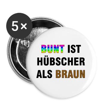 Bunt | Gegen Nazis Antifa Gegen Rechts Geschenke - Buttons groß 56 mm (5er Pack) - Weiß - Vorne