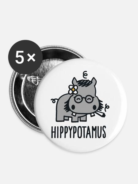Hippypotamus - Buttons groß 56 mm (5er Pack) - Weiß