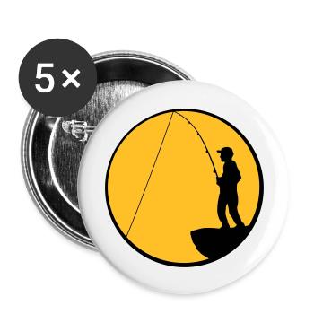 fischer klippe meer hang rund mond nacht angler sp - Buttons groß 56 mm (5er Pack) - Weiß - Vorne