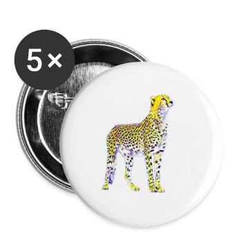 Guépard - Lot de 5 grands badges (56 mm) - blanc - Devant