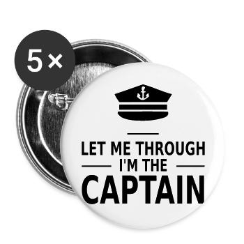 let me through i'm the captain - Buttons groß 56 mm (5er Pack) - Weiß - Vorne