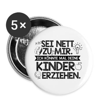 Erzieherin Erzieher | Ausbildung Beruf Geschenke - Buttons groß 56 mm (5er Pack) - Weiß - Vorne