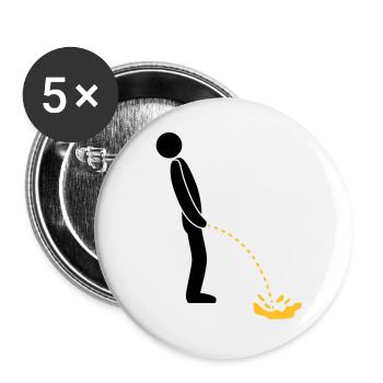 pinkeln schnee gelb winter kalt boden logo im steh - Buttons groß 56 mm (5er Pack) - Weiß - Vorne