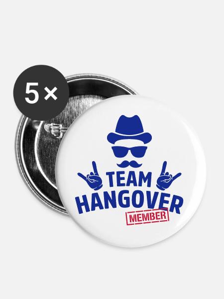 team hangover member hipster - Buttons groß 56 mm (5er Pack) - Weiß